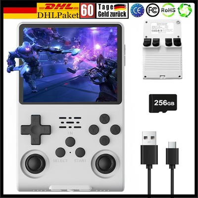 R40s pro Retro Handheld Spielekonsole 256GB |30000+ Spiele | 3.5Zoll IPS Weiß
