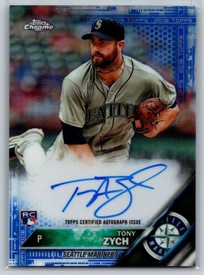 2016 Topps Chrome Rookie Autographs Blue Refractor 43/150 Tony Zych #RA-TZ