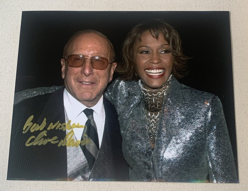 Legendary Producer Clive Davis w/ Whitney Houston Signed Autographed 8x10 Photo