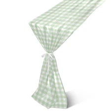 108 inches Long Green Gingham Checkered Gauze Table Runner Chic Rustic Wedding
