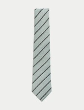 Marks & Spencer Mens Striped Silk Tie in Sage - M&S
