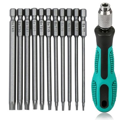 12PCS 75mm Torx Security Head Screwdriver Drill Set 1/4 Inch Hex Shank T6 T7