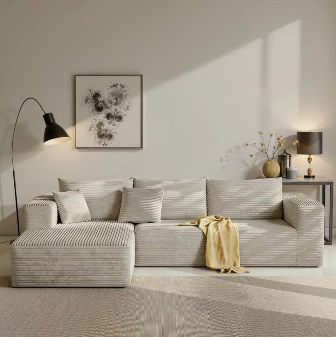 L Shape Left Facing Cloud Combination Sofa,Wide Armrest,High Density Foam