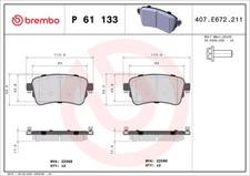 Jeu de plaquettes de frein arrière BREMBO P 61 133 PEUGEOT EXPERT 2.0 BlueHDi