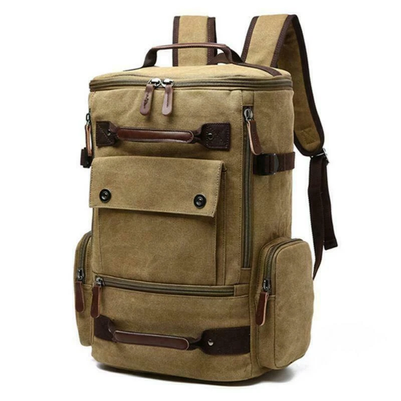 Large Vintage Canvas Backpack, Coffee