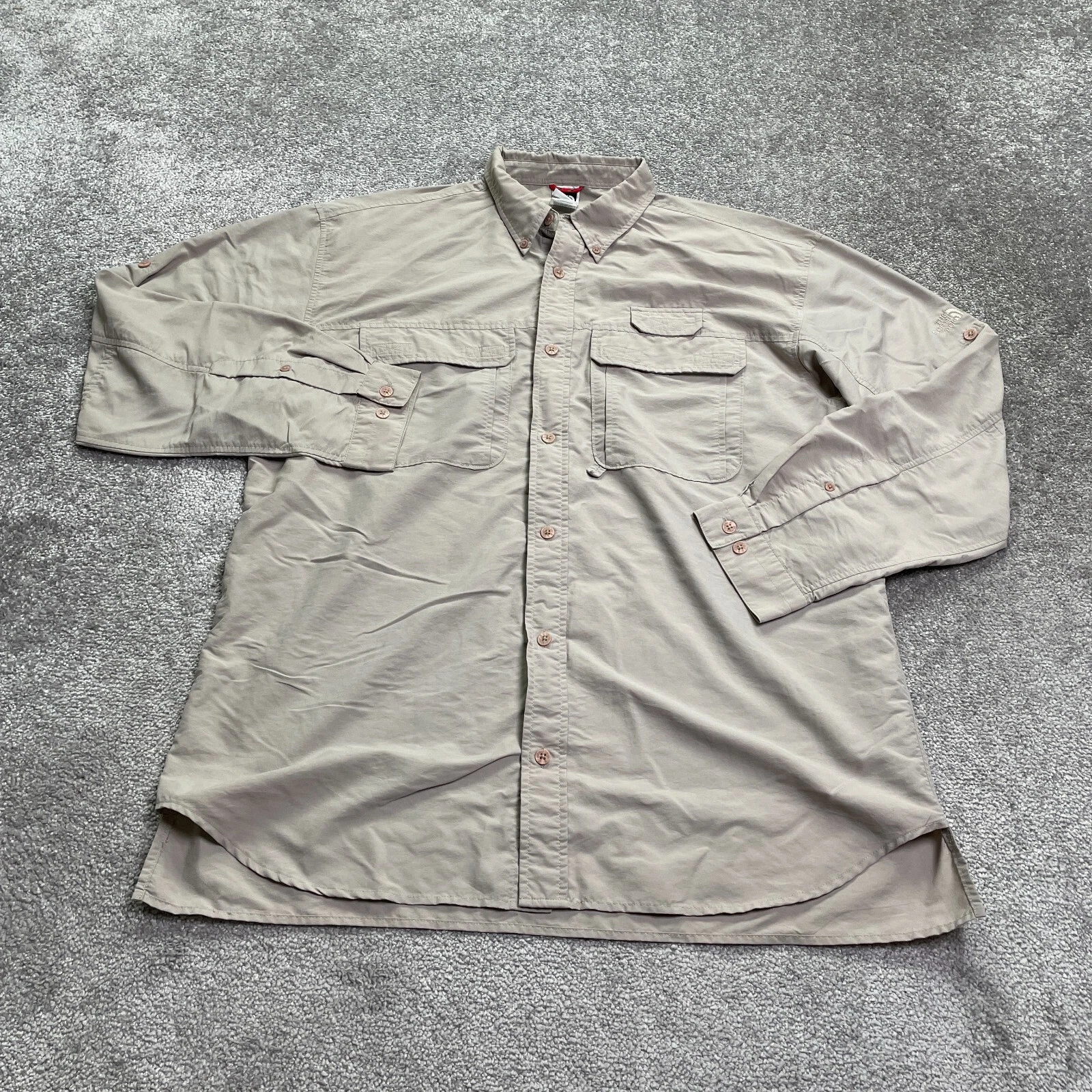 The North Face Shirt Mens XL Brown Solid Long Sleeve Button Down Casual Outdoor