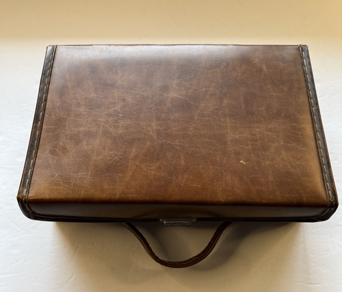 Vintage Service MFG Co 12 Kassetten Band Tragetasche Canvas USA braun Aufbewahrung