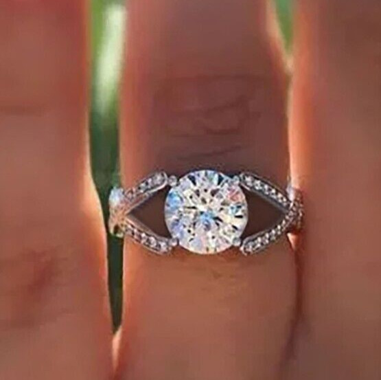 925 Silver plated Proposal Ring 2.1 CT CZ Exclusive Twist Design Promise Ring
