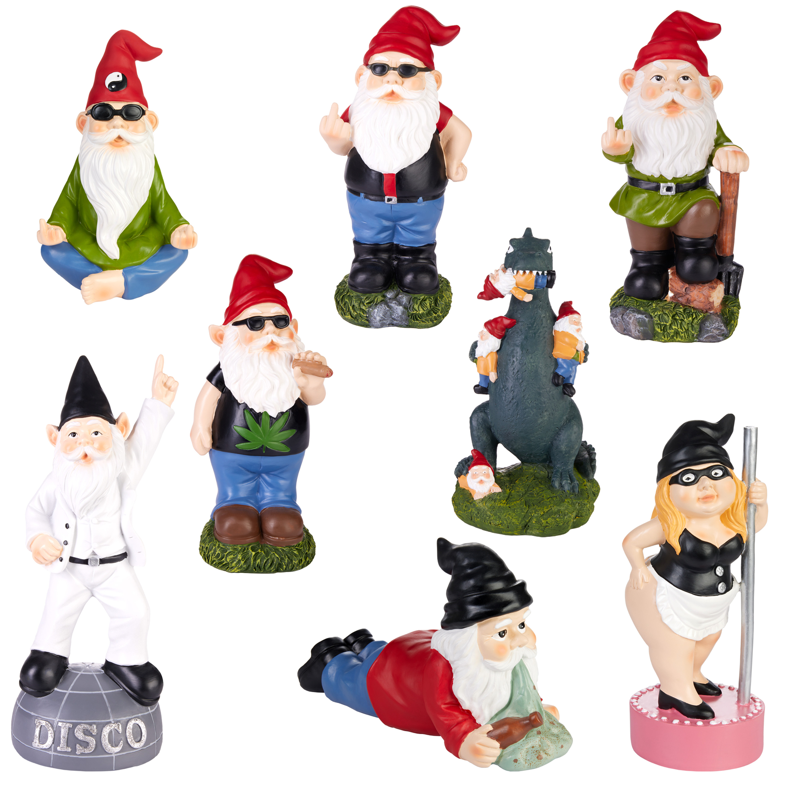 Divertidos Gnomos de Jardín Rude 20-24 cm Enanos Exteriores Figuras Decoración
