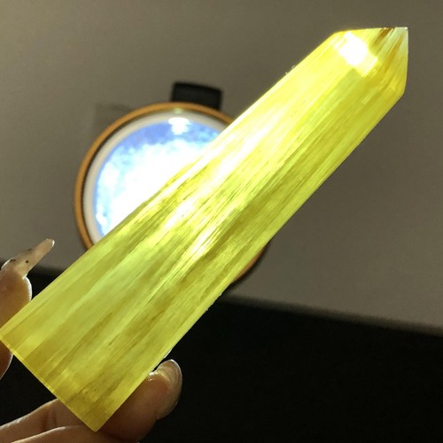 115g Natural Gold Mica Quartz Crystal Tower Wand Point Mineral Healing X762 - Picture 3 of 21