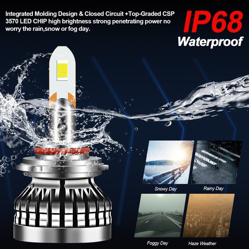 RIDROID High Beam 9005 HB3 9145 LED Headlight Fog Bulbs Kit 12000LM 6000K White - Picture 7 of 12