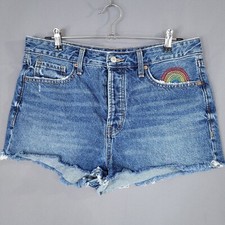 Old Navy O.G. Denim Shorts Women's Buttonfly High Rise Cut Off Blue Size 12