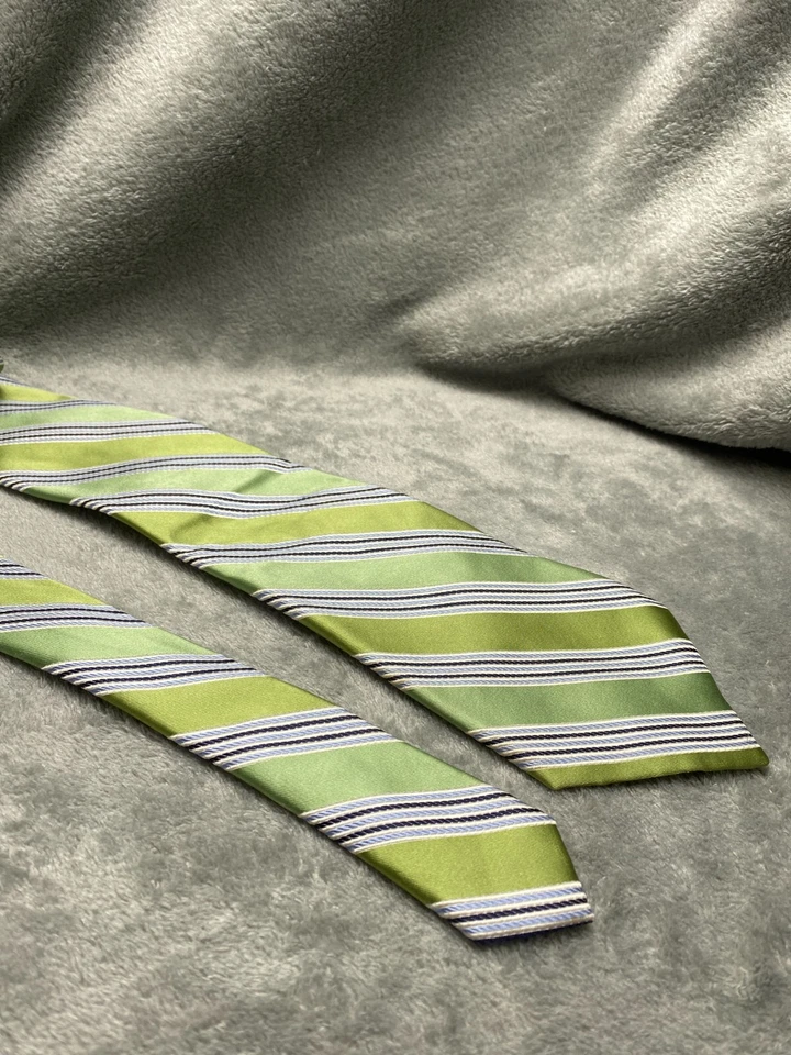 Галстук шелковый галстук Jones New York мужской в зеленую полоску 100% шелк классическая ширина рабочий - Изображение 3 из 4