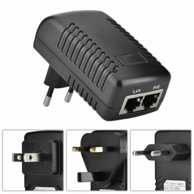 DC48V 0.5A Wall PoE Injector Ethernet Adapter Power Supply RJ45 LAN for Phone EU