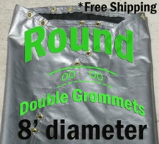 Round 8 Ft Diameter Tarp Heavy Duty Pool Firepit Sandbox Waterproof Field Cover