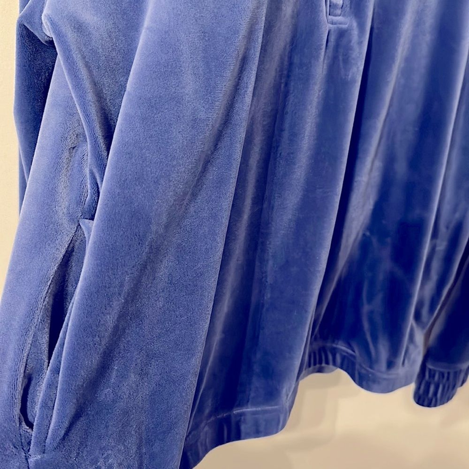 Felpa con cappuccio FILA blu viola velluto 3 4 zip tasche anteriori grande