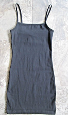 WEEKDAY Hilda Dress Mini XS Sleeveless Little Black Fitted Cotton Stretch Strap