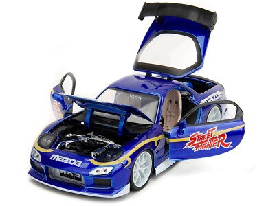 1993 MAZDA RX-7 BLUE & CHUN-LI FIGURE 