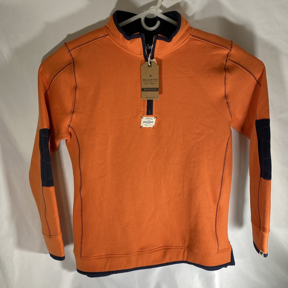 Brakeburn Men's XL Orange Quarter 1/4 Zip Sweater Pullover Fleece