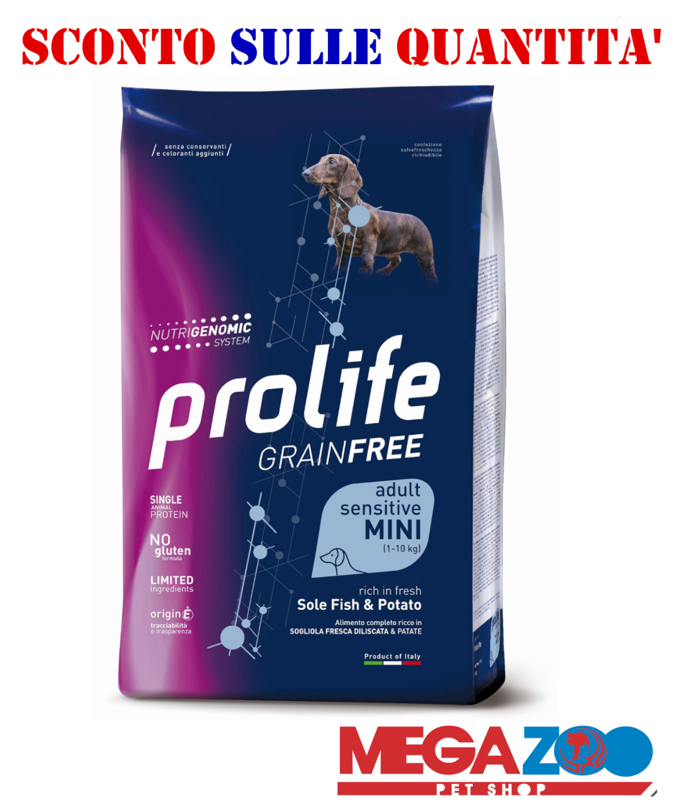 prolife Grain Free Adult Sensitive sogliola e patate - Mini 2kg