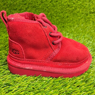 UGG Neumel Toddler Size 7C Deep Red Casual Suede Ankle Chukka Boots Shoes