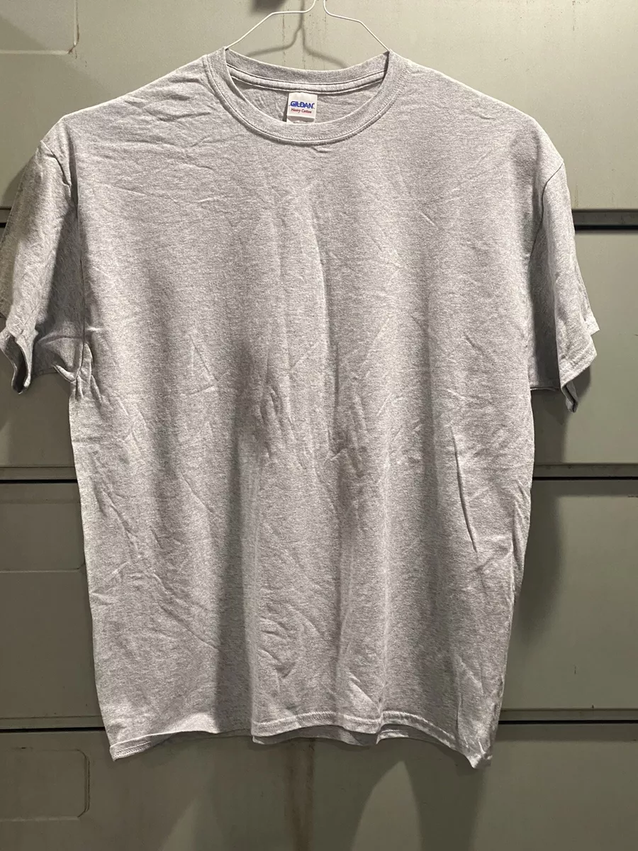Vintage 90s GILDAN Heavy Cotton T shirt Blank Grey NOS XL 90 cotton