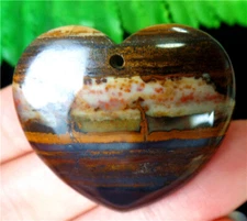 38x34x5mm Natural Brown&black Tiger Iron Gem Heart Healing Pendant Bead BV63689