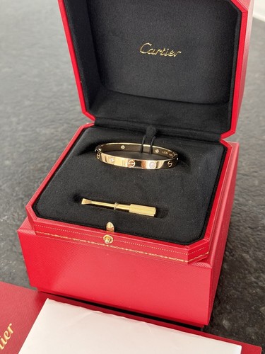 CARTIER 4 DIAMOND LOVE BRACELET SIZE 16 - Picture 4 of 10