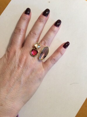 NWOT  ABS by Allen Schwartz gold tone stone ring size 7 SAMPLE not signed B25