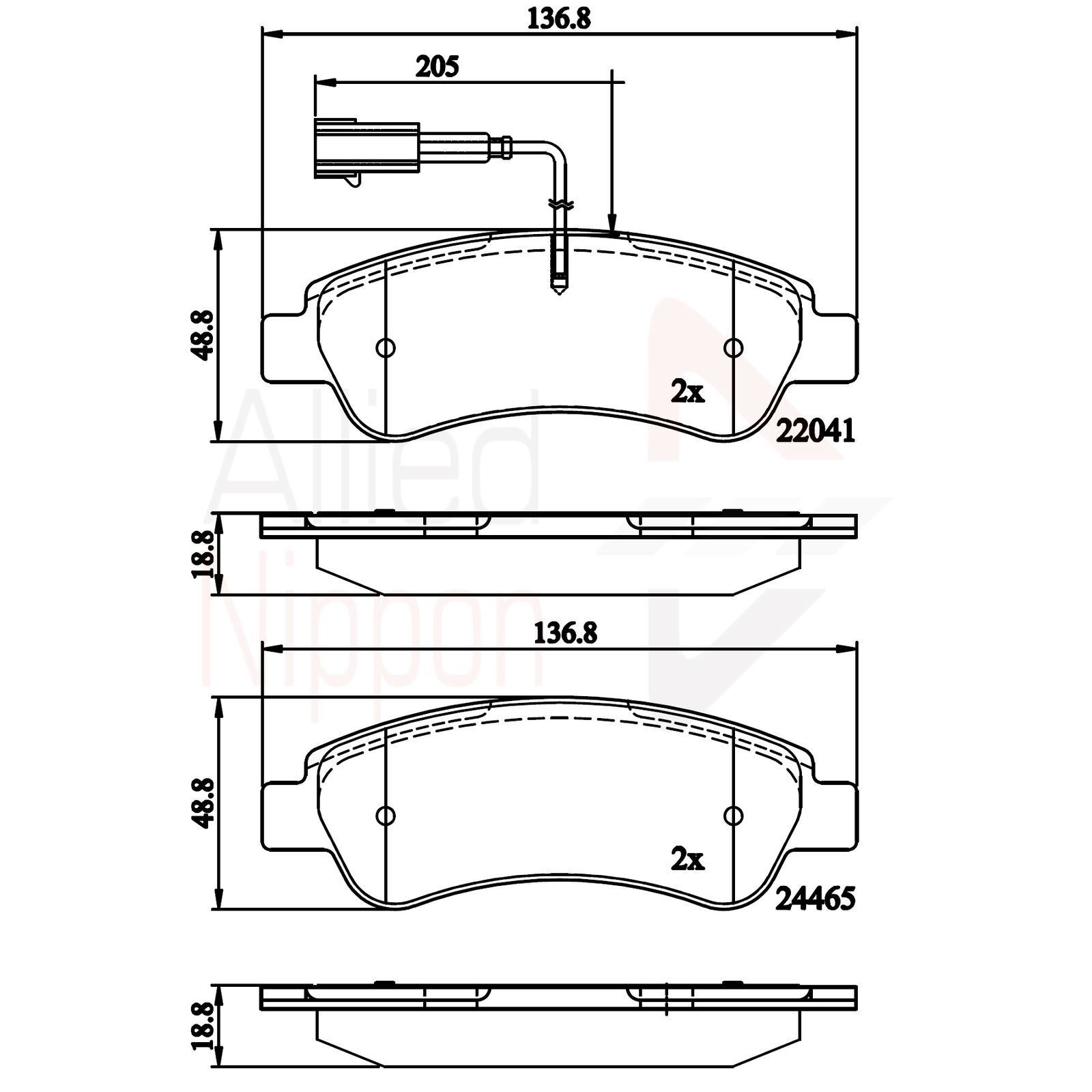 Brake Pads Set Rear ADB11604 Allied Nippon 1612434180 1614412180 1673603480