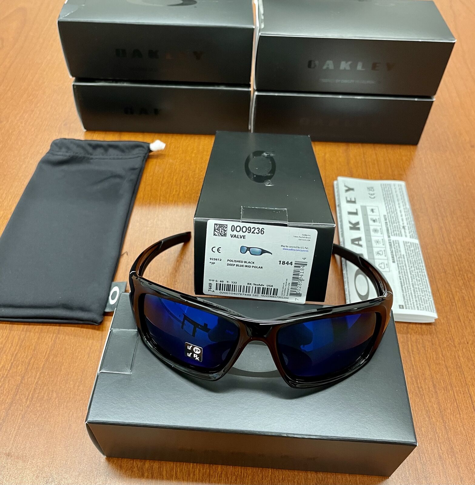 Oakley VALVE POLARIZED Sunglasses OO9236-12 Polished Black W/ Deep Blue Lenses