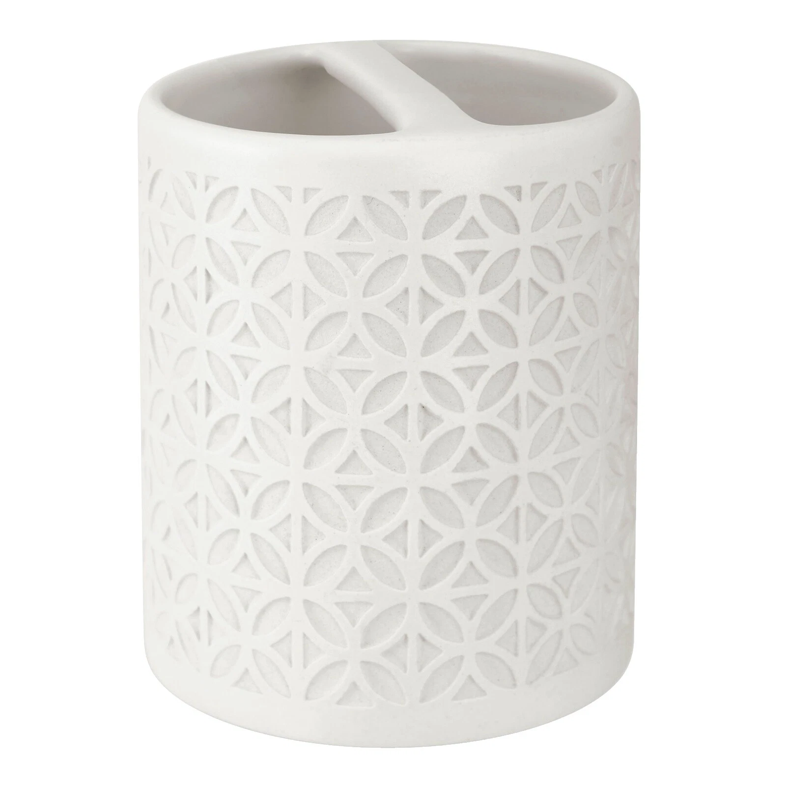 White Ceramic Bathroom Tumblers & Toothbrush Holders
