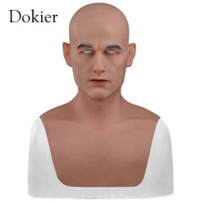 Dokier Realistic Silicone Male Face Mask Head Prop For Crossdresser Cosplayers