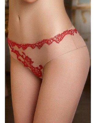 Shorty Lise Charmel Taille 2 - Modèle 'Nuits D'Été' Ref ACA0479, Couleur Nude/rouge, Neuf Sans étiquette
