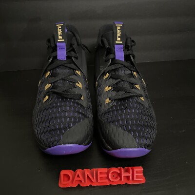 Nike Lebron Witness 5 V Lakers Men\'s Size 10.5 Black Metallic Gold Fierce Purple Nike LeBron Witness 5 Fierce Purple Metallic Gold L.A.  main image 4