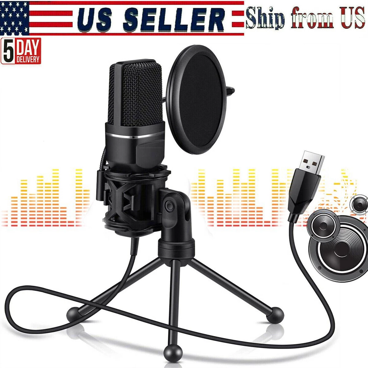 Voice Recording USB Condenser Microphone for PS4,PC,Laptop,Gaming,Streaming