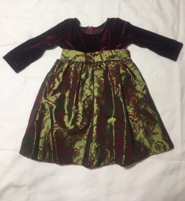 Swea Pea Lilli Girls Dress SZ 12/18 Mth Burgandy Green - Main Image