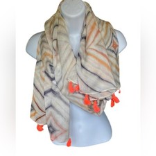 Scarf Tassels Lightweight with Orange 20" x 70" Great 4 all seasons New no tags