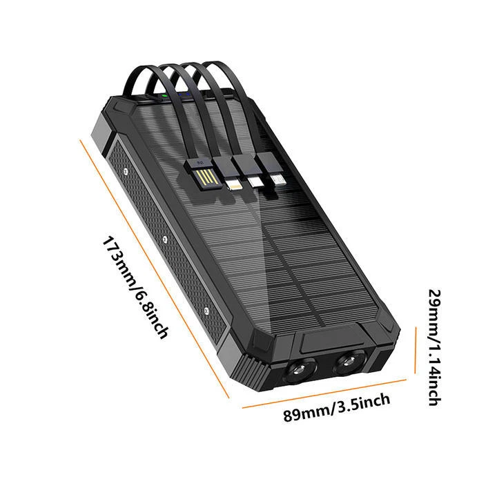 Solar Power Bank 36800mAh with Wireless Charging & Flashlight
