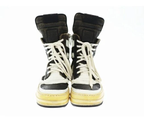 Rick Owens Men's Dunk Geobasket Black Leather High Sneakers Size 42 without Box