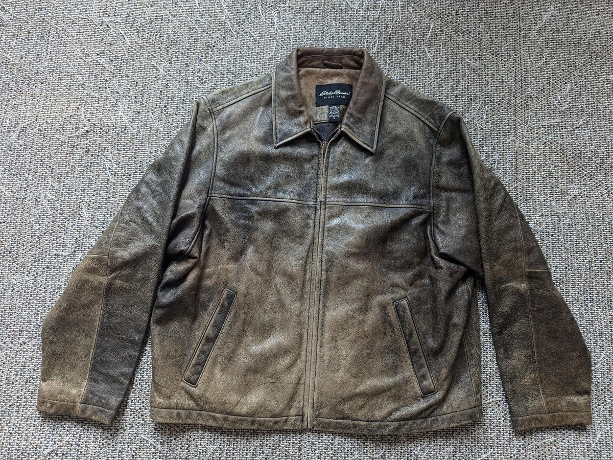 ジャケット・アウター EDDIE BAUER / vintage leather jacket Vintage Eddie Bauer Lambskin Leather Down Bomber Jacket Fur Collar