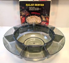 Vintage Interpur Hong Kong 9-Piece Acrylic Lazy Susan Salad Bowl Serving Set