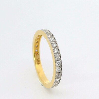 Genuine Diamond Ring 18K Yellow Gold Women,Earth Mined Natural Diamond Band Ring
