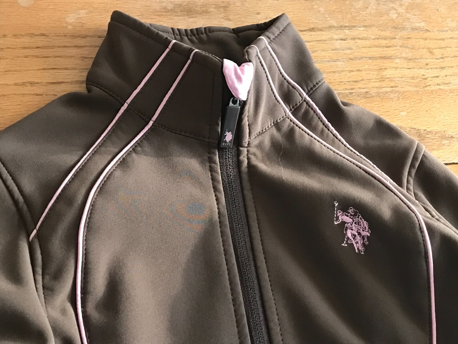 Giacca bambina taglia 5 6 Ralph Lauren polo marrone e rosa full zip grande pony logo CE
