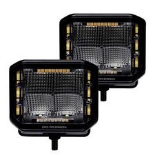 Go Rhino Xplor Blkout Combo Series Cube Sideline LED Flood Lights Amber 4x3 Blk