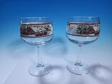 JOHNSON BROTHERS FRIENDLY VILLAGE LOT OF 2 GOBLETS WATER/WINE -  EUC