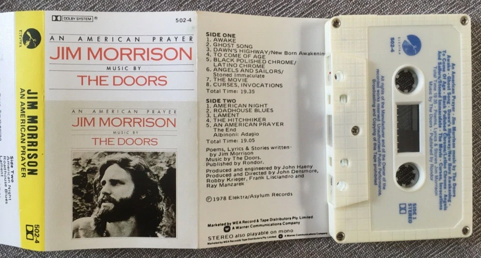 The Doors-Jim Morrison-An American Prayer Elektra Cassette Tape - Image 3 of 4