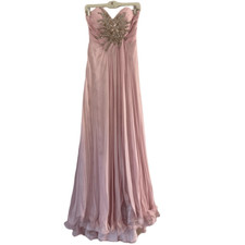 Mac Duggal Pink Silk Beaded Strapless Sparkle Lace Prom Formal Gown Size 4
