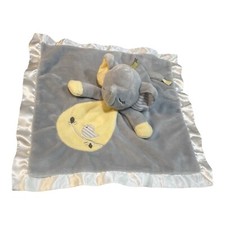 Douglas Baby Grey Yellow Elephant Plush Lovey Security Blanket 15" Satin Edges