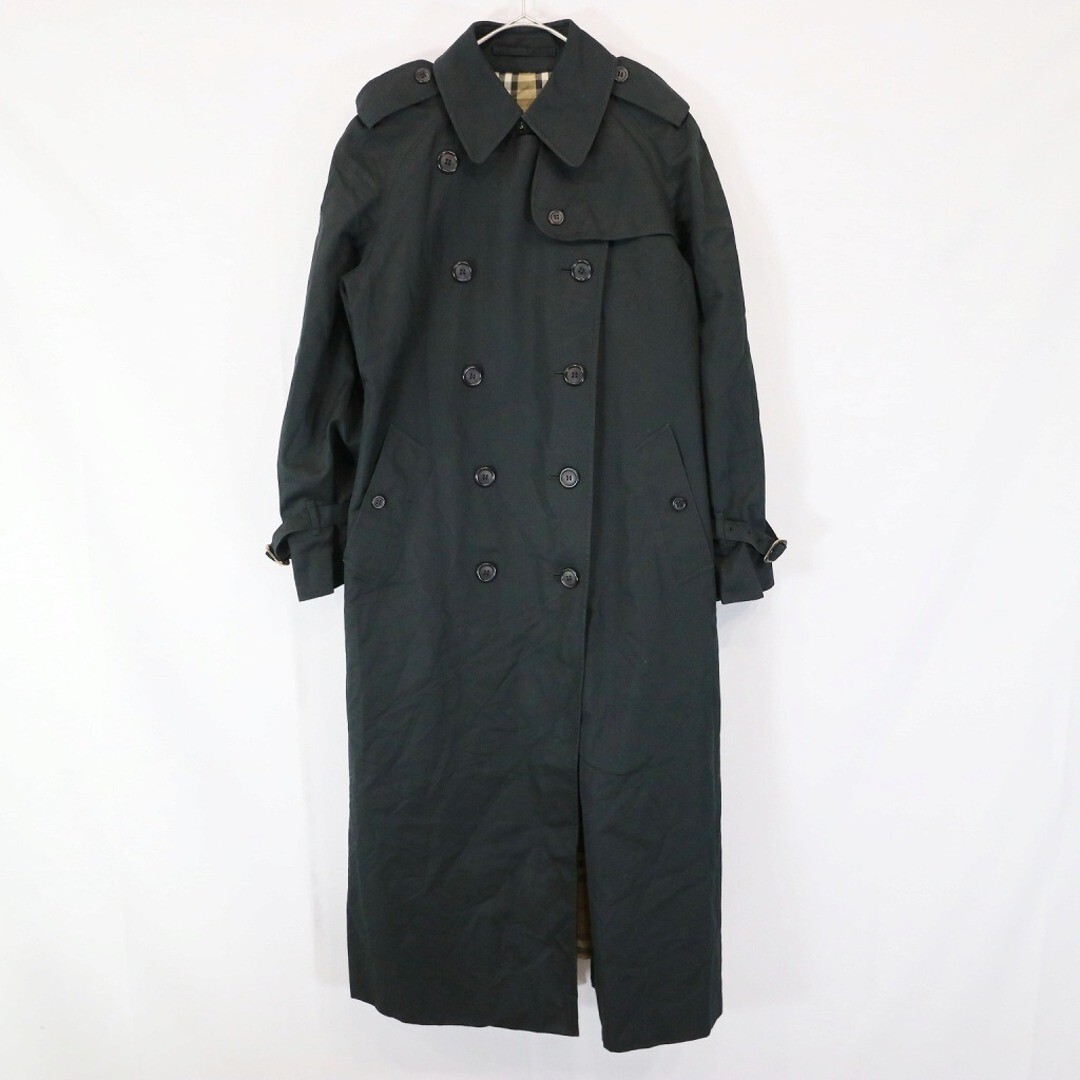 Burberry Women’s Black Check Trench Coat Size 38 Cold Weather Formal-image